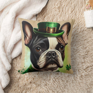 Französische Bulldogge im St. Patrick's Day Kleid Kissen