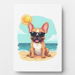 Französische Bulldogge im Urlaub Fotoplatte