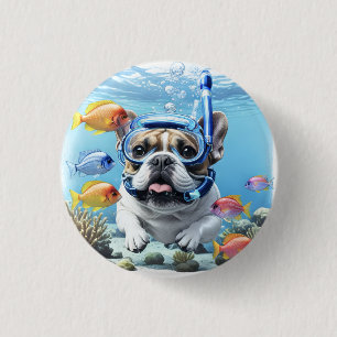 Französische Bulldogge im Urlaub French Bulldog Button