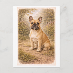 Französische Bulldogge im Vintage-Stil Postkarte