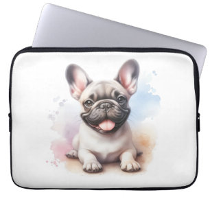Französische Bulldogge im Wasserfarbeneffekt Laptopschutzhülle