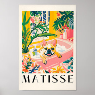 Französische Bulldogge in der Badewanne, schönes B Poster