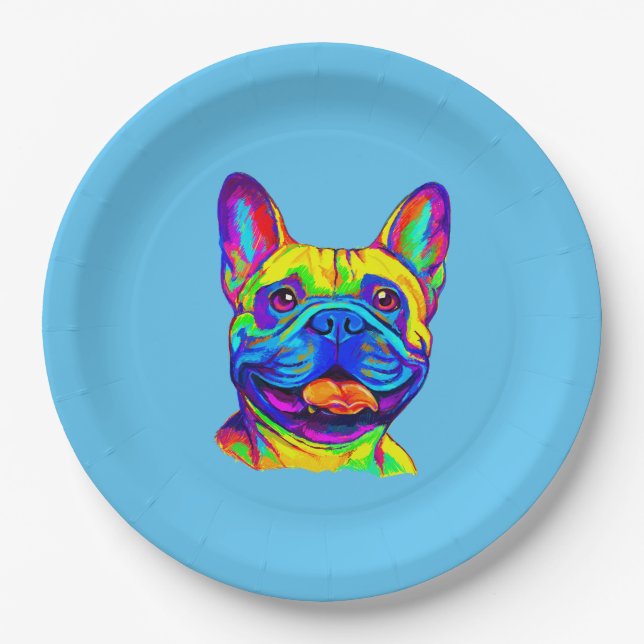 Französische Bulldogge in der Farbe Pappteller (Vorderseite)