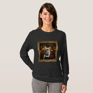 Französische Bulldogge in goldenem Rahmen Langarm- T-Shirt