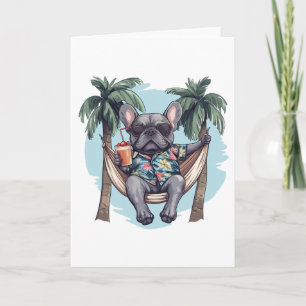 Französische Bulldogge in hawaiianischem Oberteil Karte