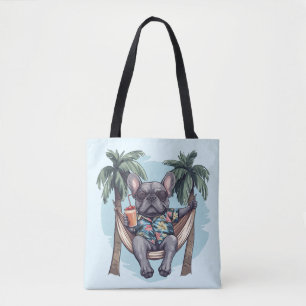 Französische Bulldogge in hawaiianischem Oberteil Tasche