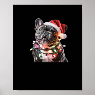Französische Bulldogge in Santa-Hut eingewickelt i Poster