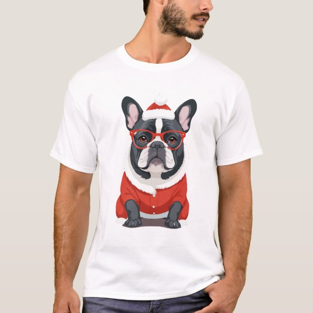 Französische Bulldogge in Santa Kostüme Kostbare K T-Shirt (Vorderseite)