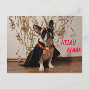 Französische Bulldogge Karneval French Bulldog Postkarte