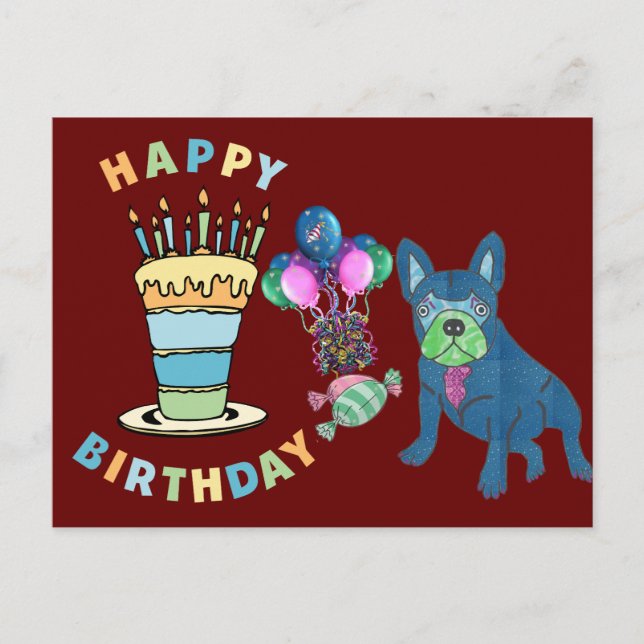 französische Bulldogge Kerzen French Bulldog  Postkarte (Vorderseite)