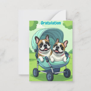 Französische Bulldogge Kinderwagen Mitteilungskarte