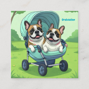 Französische Bulldogge Kinderwagen Quadratische Visitenkarte