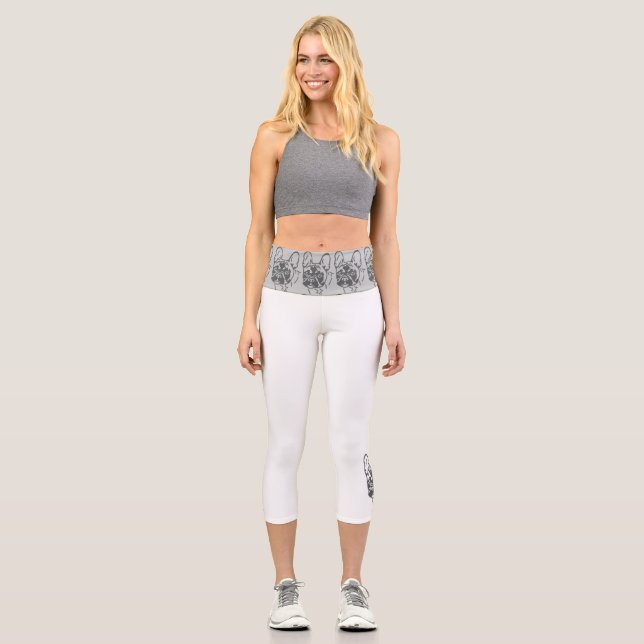  Französische Bulldogge Kopf French Bulldog Capri Leggings (Vorderseite)