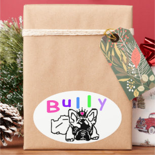 Französische Bulldogge Krone French Bulldog Ovaler Aufkleber
