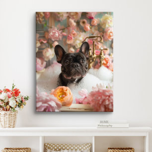 Französische Bulldogge Kunst Frenchie in der Bad Leinwanddruck