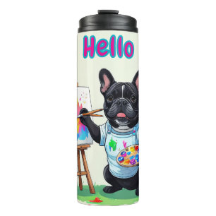 Französische Bulldogge Künstler French Bulldog Thermosbecher