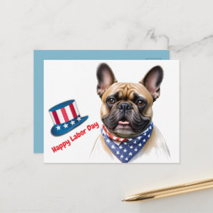 Französische Bulldogge Labor Day French Bulldog Ankündigungspostkarte