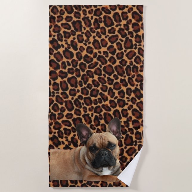 französische Bulldogge Leoprint French Bulldog  Strandtuch (Vorderseite)
