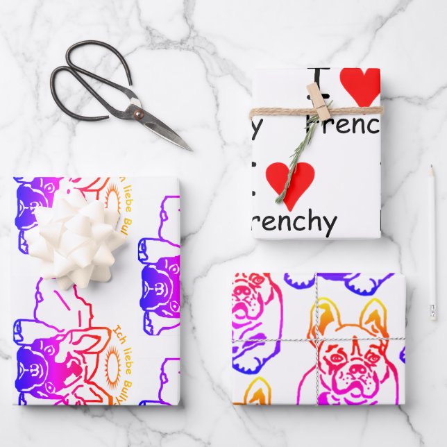 Französische Bulldogge Liebe French Bulldog Geschenkpapier Set (Vorderseite)