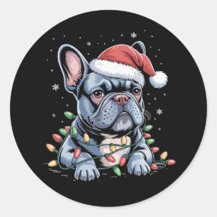 Französische Bulldogge Liebhaber Frenchie Weihnach Runder Aufkleber