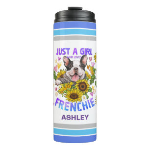 Französische Bulldogge Liebhaber Sonnenblume Train Thermosbecher