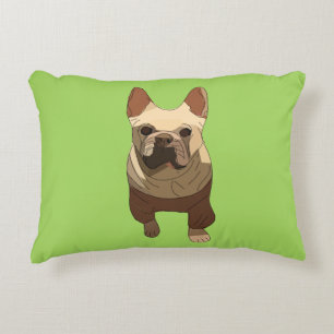 Französische Bulldogge, Limettengrün Dekokissen