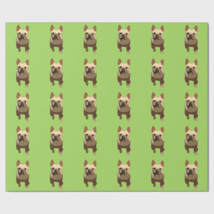 Französische Bulldogge, Limettengrün Geschenkpapier