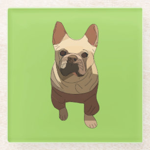 Französische Bulldogge, Limettengrün Glasuntersetzer