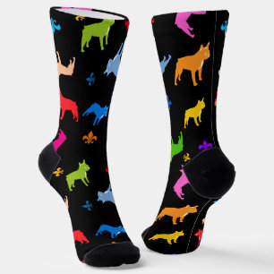 Französische Bulldogge lineares Rastermuster Socke