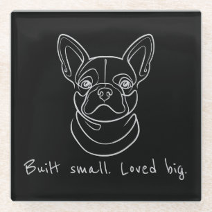 Französische Bulldogge Linienkunst. Klein gebaut. Glasuntersetzer