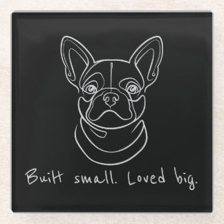 Französische Bulldogge Linienkunst. Klein gebaut. Glasuntersetzer