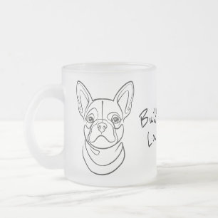 Französische Bulldogge Linienkunst. Klein gebaut.  Mattglastasse