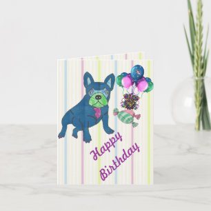 französische Bulldogge Luftballon French Bulldog Karte