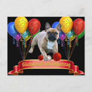 französische Bulldogge Luftballon French Bulldog Postkarte