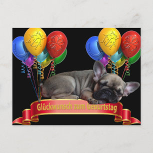 französische Bulldogge Luftballon French Bulldog Postkarte