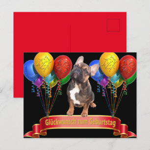 französische Bulldogge Luftballon French Bulldog Postkarte