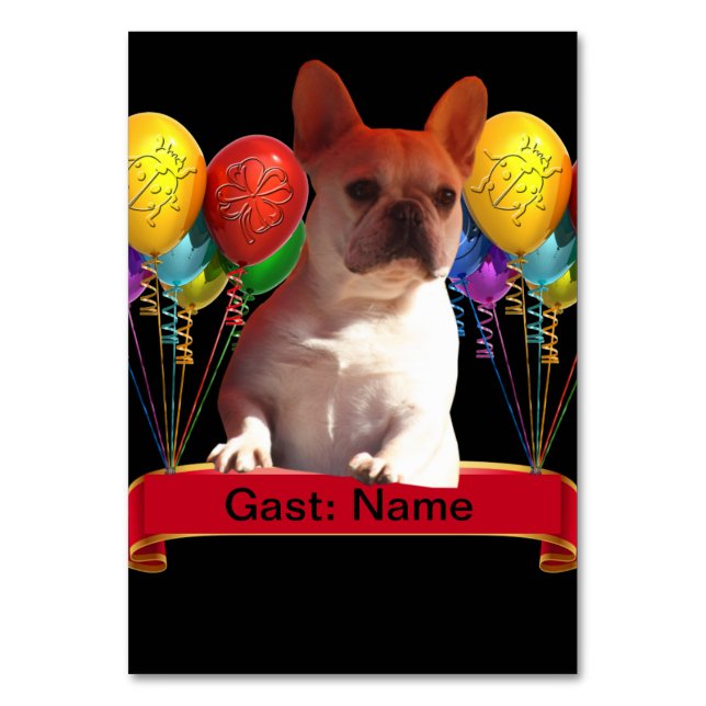 Französische Bulldogge Luftballon French Bulldog Tischnummer (Vorderseite)