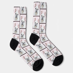 Französische Bulldogge Malerei Weiß Creme Hund Kun Socken