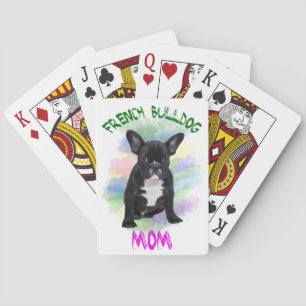 Französische Bulldogge Mama Aquarellmalerei Art Spielkarten