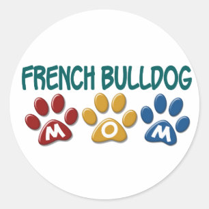 FRANZÖSISCHE BULLDOGGE Mama-Tatzen-Druck 1 Runder Aufkleber