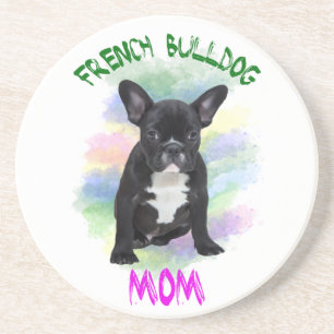 Französische Bulldogge Mama Wasserfarbe Ölmalerei  Sandstein Untersetzer
