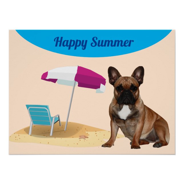 Französische Bulldogge Meer French Bulldog Urlaub Poster (Vorderseite)