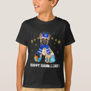 Französische Bulldogge Menorah Hut Frohes Chanukka T-Shirt