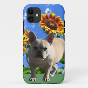 Französische Bulldogge mit Blumen French Bulldog  title_seo2
