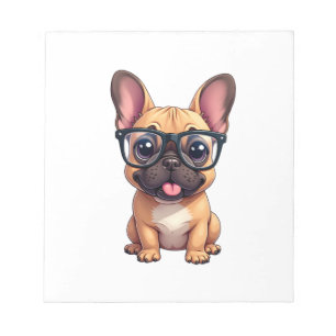 Französische Bulldogge mit Brille Notizblock