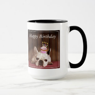 Französische Bulldogge mit Geburtstags-kleinem Tasse