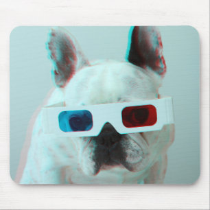 Französische Bulldogge mit Gläsern 3D Mousepad
