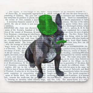 Französische Bulldogge mit grünen Zylinder und d Mousepad