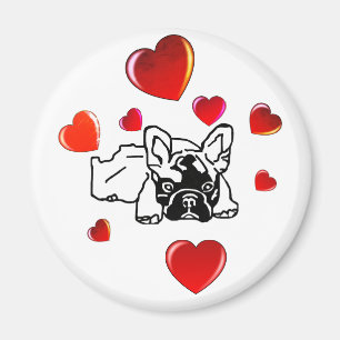 Französische Bulldogge mit Herz French Bulldog Magnet