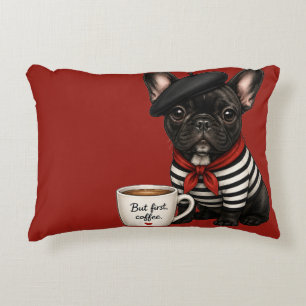 Französische Bulldogge mit Kaffee Dekokissen